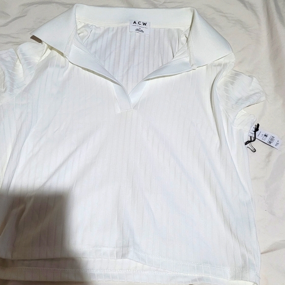 Ardene collared cropped t shirt size large - Picture 1 of 3